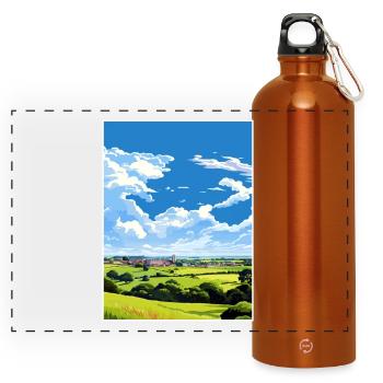 Dedham Vale Aonb Affiche de voyage Souvenir Peinture WPA - Gourde panoramique avec mousqueton 750 ml - orange - Devant