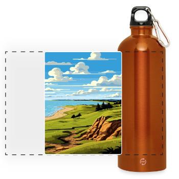 Whistling Straits Golfplatz Reiseposter - Panorama Trinkflasche mit Karabiner 750 ml - Orange - Vorne