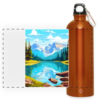 Banff Nationalpark Kanada Reiseposter Souvenir - Panorama Trinkflasche mit Karabiner 750 ml - Orange - Vorne