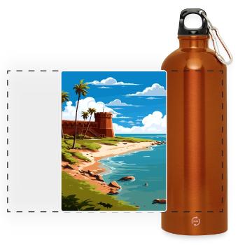 Trockener Tortugas Nationalpark Reiseposter Souvenir - Panorama Trinkflasche mit Karabiner 750 ml - Orange - Vorne