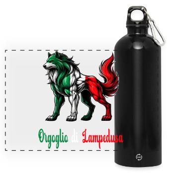Le drapeau italien de la fierté de Lampedusa - Gourde panoramique avec mousqueton 750 ml - noir - Devant