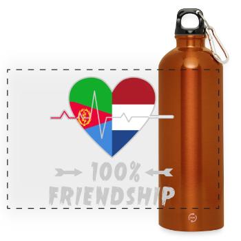 Eritrea and Netherlands 100% friendship - Panoramic Drinks Bottle with Carabiner 750 ml - burnt orange - Front
