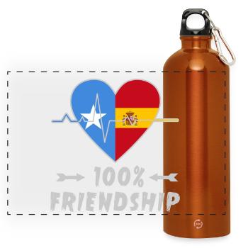 Somalia und Spanien 100% Freundschaft - Panorama Trinkflasche mit Karabiner 750 ml - Orange - Vorne