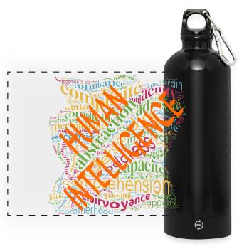 Human Intelligence nuage - Gourde panoramique avec mousqueton 750 ml - noir - Devant