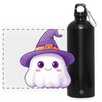 Cute Ghost - Panoramic Drinks Bottle with Carabiner 750 ml - black - Front