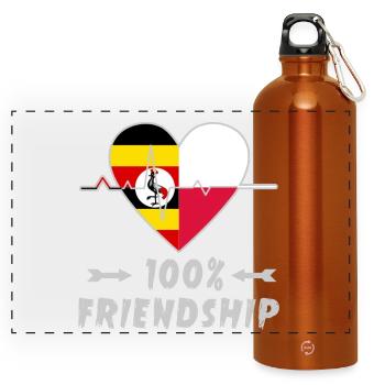 L'Ouganda et la Pologne : amitié à 100 % - Gourde panoramique avec mousqueton 750 ml - orange - Devant
