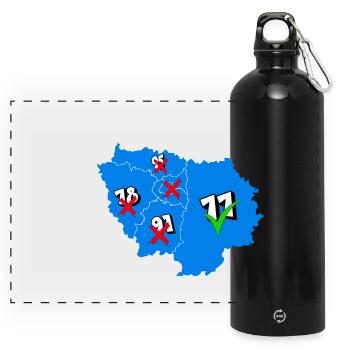 Ile de France Region - Panorama Trinkflasche mit Karabiner 750 ml - Schwarz - Vorne