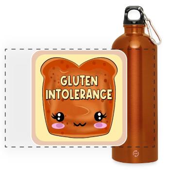 GLUTEN INTOLERANCE CELIAC DISEASE - Panoramic Drinks Bottle with Carabiner 750 ml - burnt orange - Front