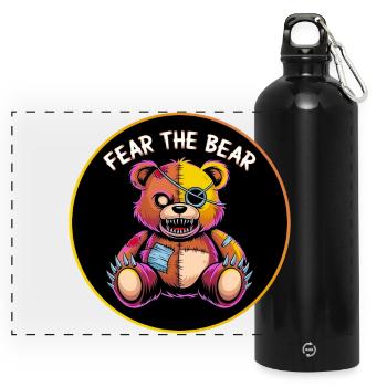 Fear the Bear - Panoramic Drinks Bottle with Carabiner 750 ml - black - Front