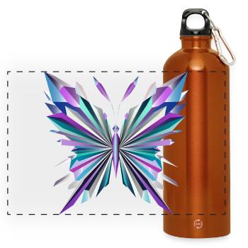 Géométrie fascinante – papillon abstrait - Gourde panoramique avec mousqueton 750 ml - orange - Devant