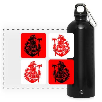 Pompiers – le courage en action - Gourde panoramique avec mousqueton 750 ml - noir - Devant