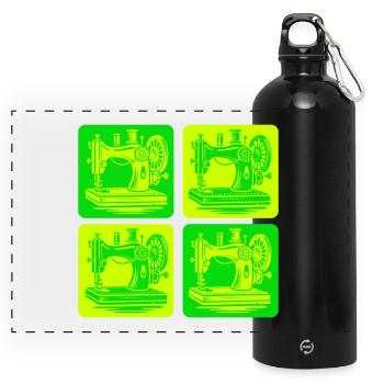 Conception de machines à coudre - Gourde panoramique avec mousqueton 750 ml - noir - Devant