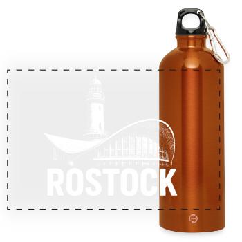 Rostock Moments - Panorama Trinkflasche mit Karabiner 750 ml - Orange - Vorne