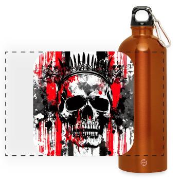 Crown Head Graffiti Skull - Panoramic Drinks Bottle with Carabiner 750 ml - burnt orange - Front