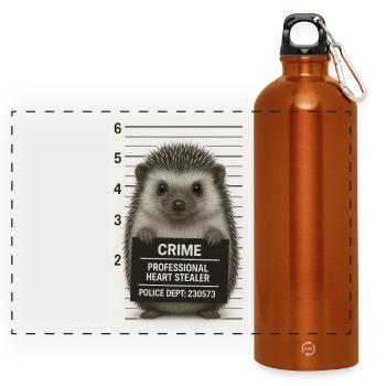 Criminal hedgehog - Panoramic Drinks Bottle with Carabiner 750 ml - burnt orange - Front