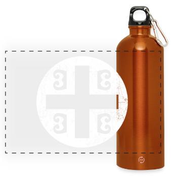 Serbian Tetragrammatic Cross in White Circle - Panoramic Drinks Bottle with Carabiner 750 ml - burnt orange - Front