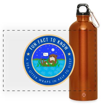 A sea otter wraps in kelp to sleep - Panoramic Drinks Bottle with Carabiner 750 ml - burnt orange - Front
