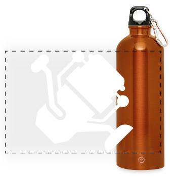 White Fishing Reel Silhouette - Panoramic Drinks Bottle with Carabiner 750 ml - burnt orange - Front