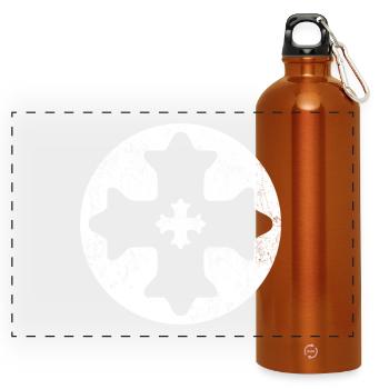 Eastern Coptic cross in white circle - Panoramic Drinks Bottle with Carabiner 750 ml - burnt orange - Front