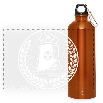 Nuclear Power Plant Design – Pure Energy - Panoramic Drinks Bottle with Carabiner 750 ml - burnt orange - Front