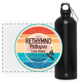 Greek sunset look Crete  - Panorama Trinkflasche mit Karabiner 750 ml - Schwarz - Vorne