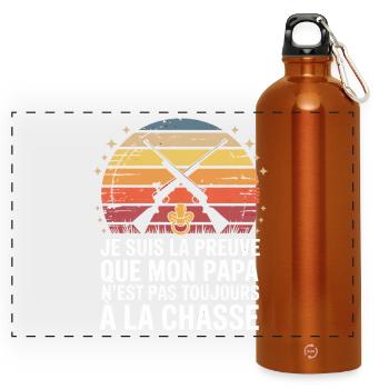 Beweis für Dad Hunter Ausgefallener Humor - Panorama Trinkflasche mit Karabiner 750 ml - Orange - Vorne
