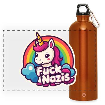 Licorne contre les nazis Licorne arc-en-ciel - Gourde panoramique avec mousqueton 750 ml - orange - Devant