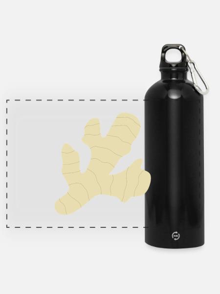 Ingwer - Panorama Trinkflasche mit Karabiner 750 ml - Schwarz