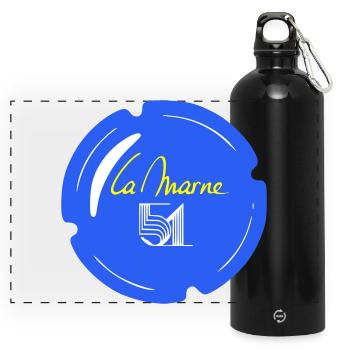 Capsule la Marne 51 - Panoramic Drinks Bottle with Carabiner 750 ml - black - Front