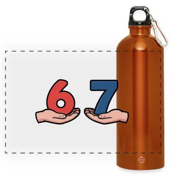 6 7- Funny Brainrot T-Shirt - Panoramic Drinks Bottle with Carabiner 750 ml - burnt orange - Front
