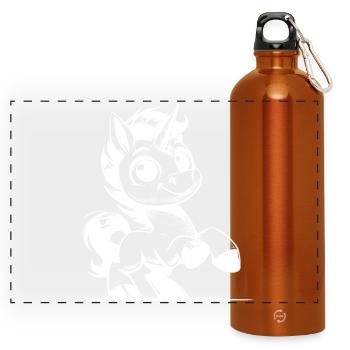 Little cuddly baby unicorn charming looking - Panoramic Drinks Bottle with Carabiner 750 ml - burnt orange - Front