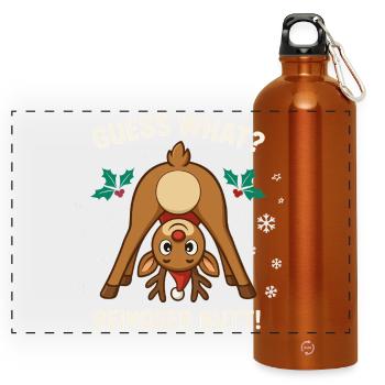 Devine quoi blague de Noël sur les fesses de renne - Gourde panoramique avec mousqueton 750 ml - orange - Devant