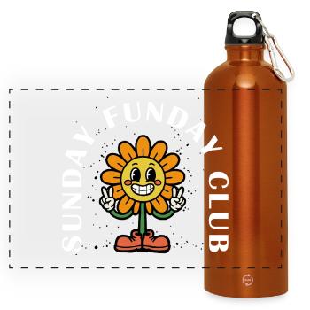 Sunday Funday Club – Humor rétro - Gourde panoramique avec mousqueton 750 ml - orange - Devant