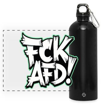 FCK AFD political statement against the right wing - Panoramic Drinks Bottle with Carabiner 750 ml - black - Front
