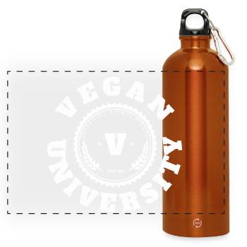 Vegan University Logo College Style - Panoramic Drinks Bottle with Carabiner 750 ml - burnt orange - Front