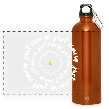 Einfach erscheinen – Disziplin-Mindset-Design - Panorama Trinkflasche mit Karabiner 750 ml - Orange - Vorne