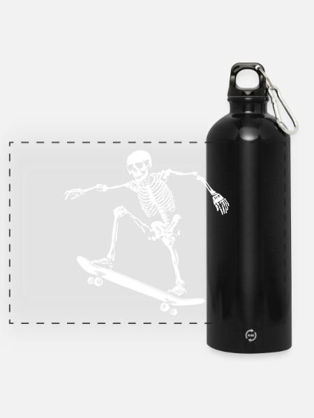 Skateboard Skater Divertente Skateboard - Borraccia panoramica con moschettone 750 ml - nero