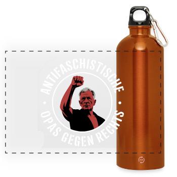 Anti-fascist grandpas against the right - Panoramic Drinks Bottle with Carabiner 750 ml - burnt orange - Front