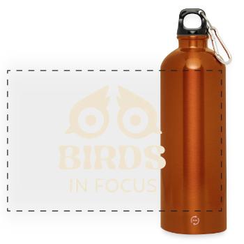 Vögel im Fokus - Panorama Trinkflasche mit Karabiner 750 ml - Orange - Vorne