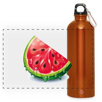 Watermelon Drop Slice - Panoramic Drinks Bottle with Carabiner 750 ml - burnt orange - Front