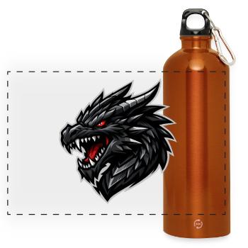 Drachenkopf mit rotem Blick - Panorama Trinkflasche mit Karabiner 750 ml - Orange - Vorne