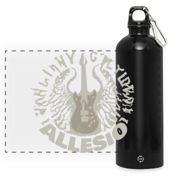 Allesio as a guitar - Panoramic Drinks Bottle with Carabiner 750 ml - black - Front