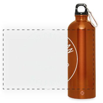 Blödes kanadisches Wolf-Vogel-Enten-Grafikdesign - Panorama Trinkflasche mit Karabiner 750 ml - Orange - Vorne