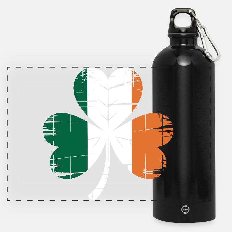 Irish Pride - Panoramic Drinks Bottle with Carabiner 750 ml - black