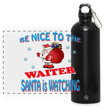 SANTA WAITER - Panoramic Drinks Bottle with Carabiner 750 ml - black - Front