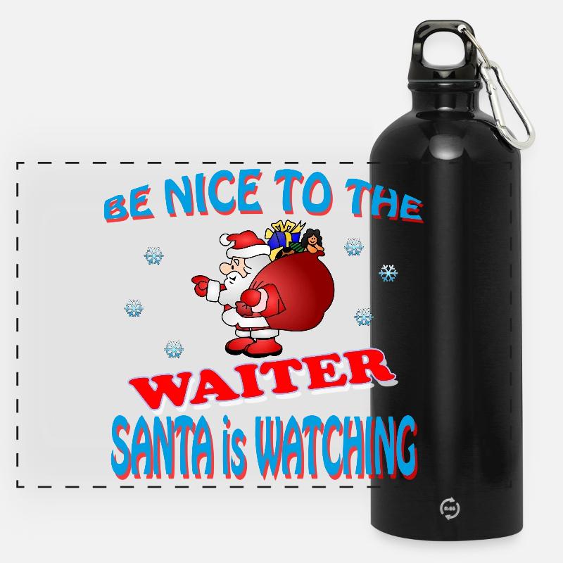 SANTA WAITER - Panorama Trinkflasche mit Karabiner 750 ml - Schwarz