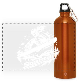 Slopestyle Snowboard Action in den Bergen - Panorama Trinkflasche mit Karabiner 750 ml - Orange - Vorne