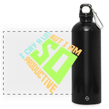 I Cry A Lot But I Am So Productive Lustig Emotion - Panorama Trinkflasche mit Karabiner 750 ml - Schwarz - Vorne