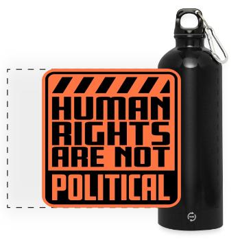 Human Rights Are Not Political Menschenrechte Logo - Panoramic Drinks Bottle with Carabiner 750 ml - black - Front