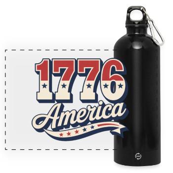 1776 America  - Panorama Trinkflasche mit Karabiner 750 ml - Schwarz - Vorne